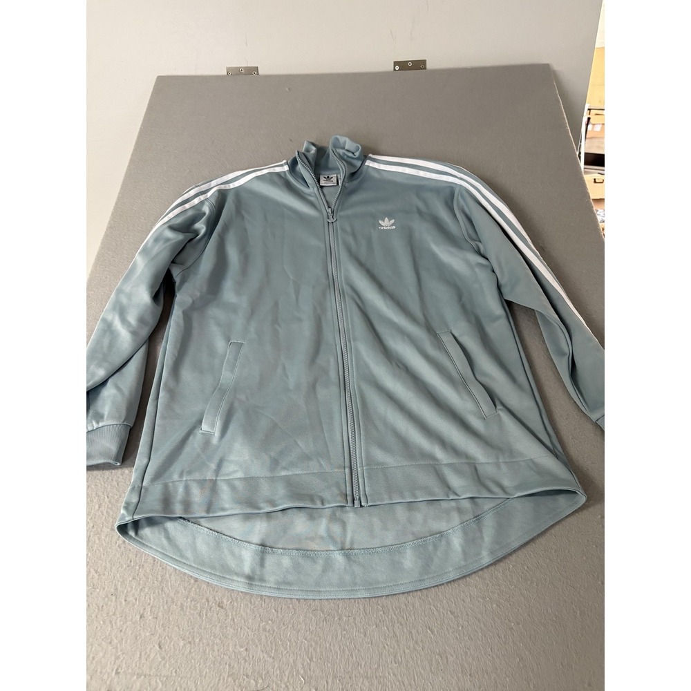 Adidas Originals Jacket Womens‎ M Light Blue 3-Stripes Trefoil Full Zip Track